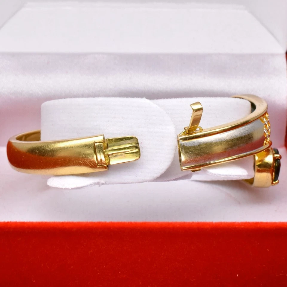 Diamant saphir tourmaline serti en OR JAUNE 22 CARATS 28,90 ct t.w & 0,73 ct ... - Photo 4/4