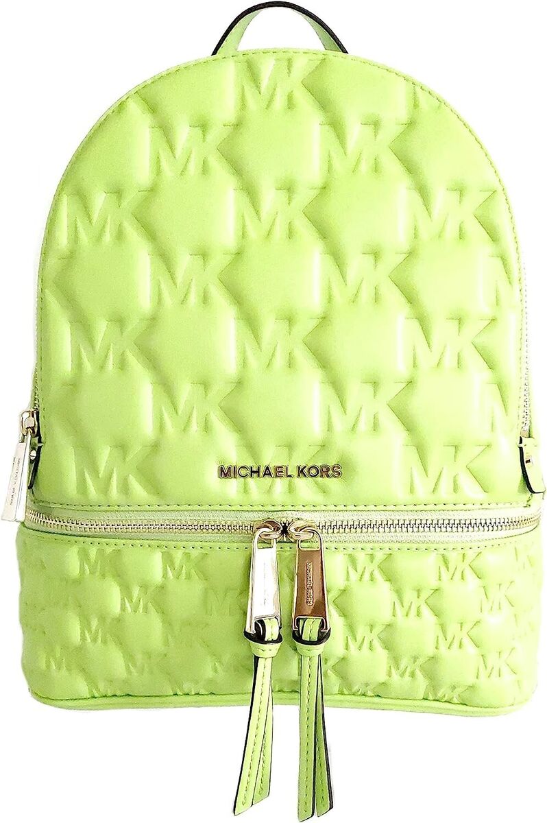 Michael Kors Rhea Zip Medium Backpack Limeade Green Embossed Michael Kors Rhea Zip Medium Backpack Limeade Green Embossed