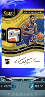 Panini Dunk DIGITAL Select Immanuel Quickley GOLD Limited Auto Material RC 4/10