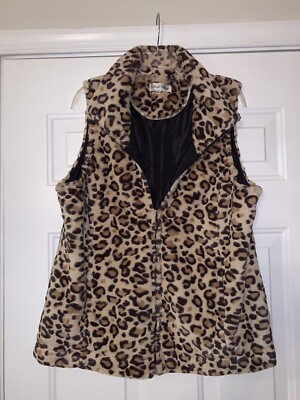 Sport Haley Cheepah Faux Fur Zippered Vest | eBay