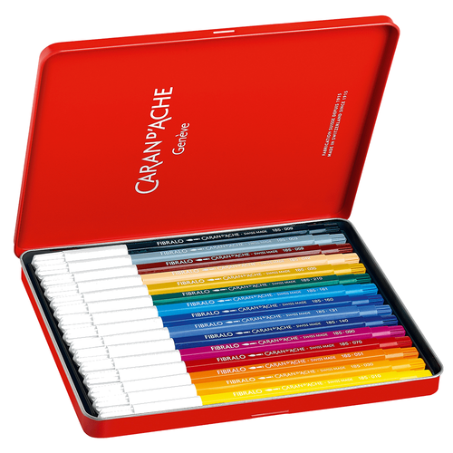 Caran d'Ache Fibralo Fibre Felt/Brush Tipped Pens Artist Color Markers Metal Tin - Picture 10 of 18