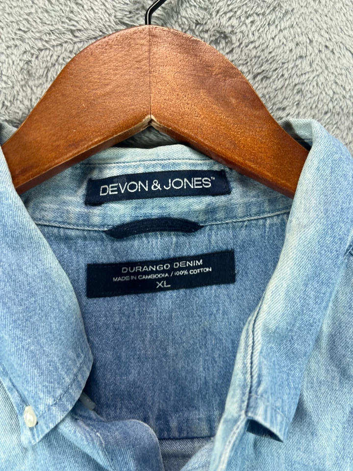 Mens XL Shirts Vintage Durango Denim Devon Jones Button Down Blue Long Sleeve - Image 2 of 4