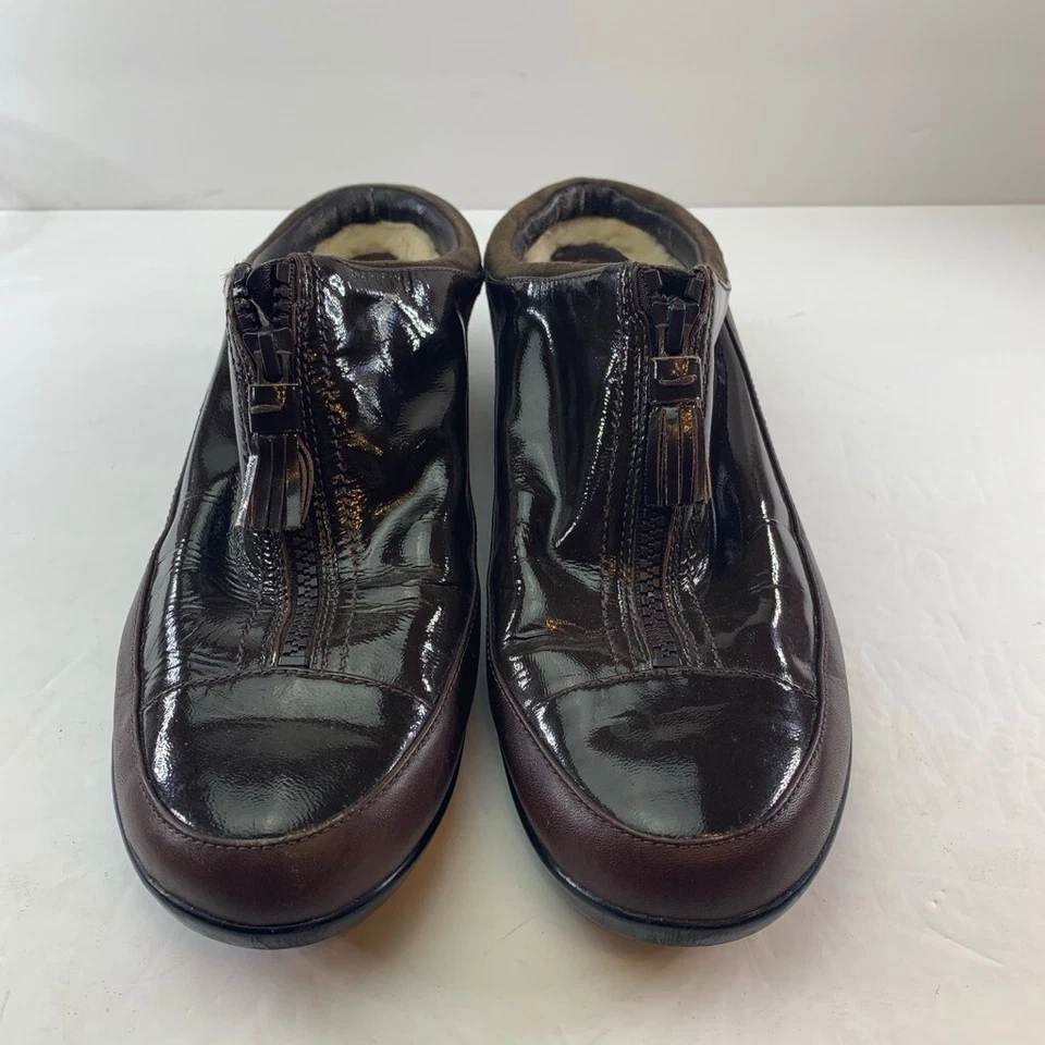 Cole Haan Mujer Zuecos Zapatos Marrón Sin Cordones Cremallera Impermeable Mules D26035 10 B Foto 2 de 4