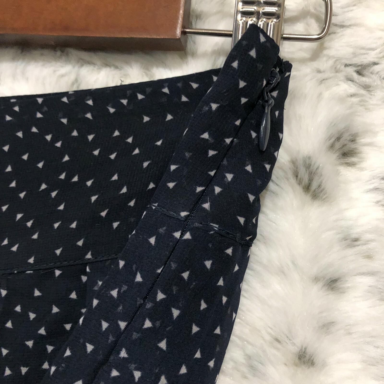 GAP  Women's Sheer Lined Navy Blue Patterned Mini… - image 4