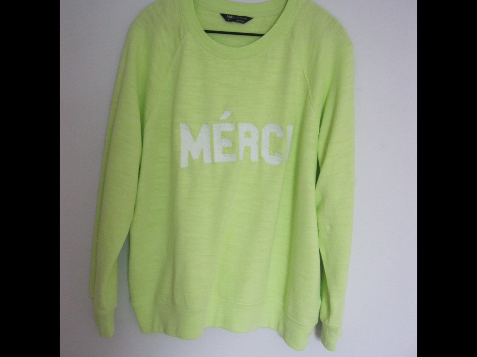 Marks and Spencer – cotton sweatshirt – lime green mix – size 14 | eBay