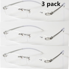 3 Pack Reading glasses Grey Elastic TR90 Rimless For Women Men Reader 0 600