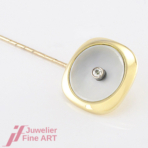 Tie Needle -1 Diamond Approx.0.04ct & Permut - 14K/585 GG/WG - 2.1g - 53.1mm - Picture 1 of 1