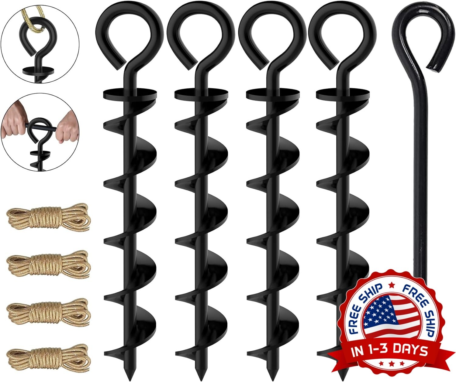 Paquete De 4 Estacas Para Tienda De Campaña, Estacas De Acero Resistentes De 4..