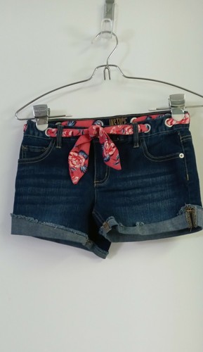 Justice Blue Denim Shorts Tie Belt Girls Size 12