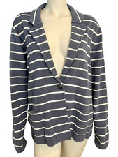 NWT Talbots Plus Blue w White Stripes Knit One Button Blazer Size 3X