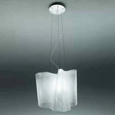 Artemide Logico Suspension lamp 40cm w by 31cm, blown glass with silk finish
