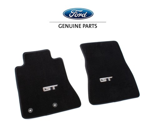 2015-2025 Ford Mustang GT OEM PR3Z-6313300-CG 2pc Front Floor Mats Black w/ Logo - Picture 1 of 5