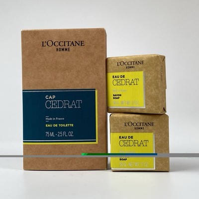 L Occitane Cedrat Men s Cologne 2.5 Ozw And  Pair Mini Cedrat Soap  Gift Set￼