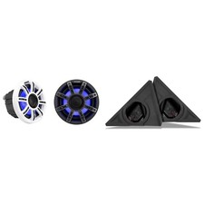Kicker 51MSC65 6.5" Premium Marine LED Speakers and Front 6.5in Speaker Pods ...