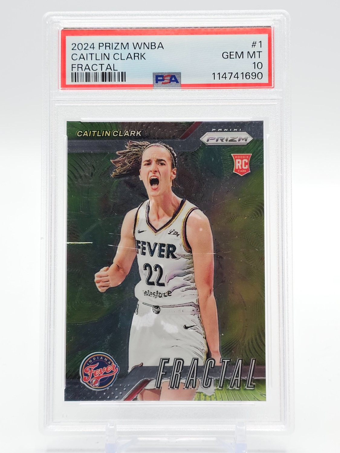 CAITLIN CLARK 2024-25 PANINI PRIZM WNBA FRACTAL ROOKIE RC #1 FEVER PSA 10 Q1739