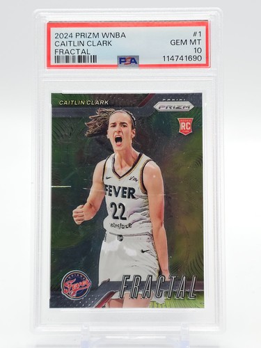 CAITLIN CLARK 2024-25 PANINI PRIZM WNBA FRACTAL ROOKIE RC #1 FEVER PSA 10 Q1739