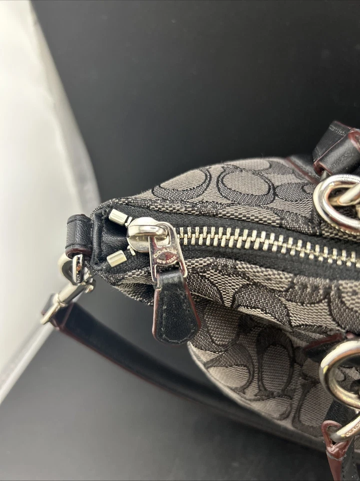 Coach Outline Signature Small Kelsey Satchel Black & Smoke (see desc) - Image 3 of 4