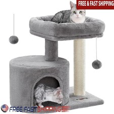 Compact Cat Tree Scratching Post Plush Perch Indoor Climb Play Furniture New