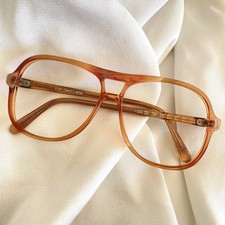 Vtg Orange Unisex Aviator Eyeglasses Eye Glasses Frames 56-15 Mens Womens