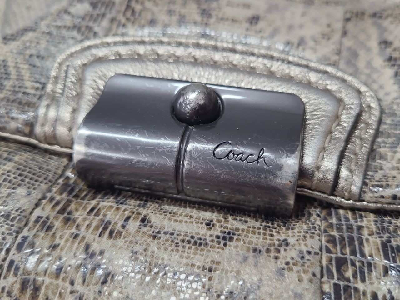 Coach Kristin Python Gray/White Embossed Leather … - image 10