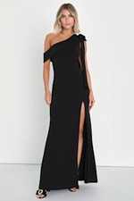 Lulus Stepped Out Stunning One-Shoulder Mermaid Maxi Dress Black M