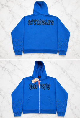 Lost Intricacy Ny Designer Patch Royal Blue Zip Up Patch Zip Up Hoodie Size Smal
