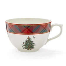 Spode Tartan Plaid Christmas Tree Jumbo Mug - 20oz Oversized Holiday Drinkware