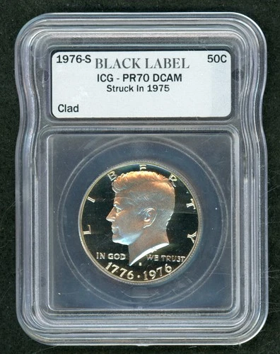 1976-S Black Label Kennedy Bicentennial Half Dollar ICG PR70 DCAM