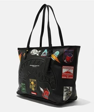 Sprayground Cargo Patches Womens Black Embossed Internal Pocket Tote Bag SPR204