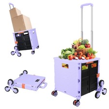 SELORSS Folding Utility Cart Portable Rolling Crate Handcart with Stair Climb...