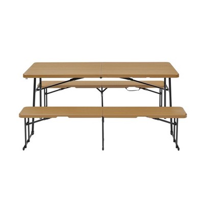 Living & More MSF5362500861DB 6ft Picnic Folding Table Set, Dark