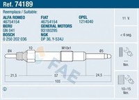 FAE GlüHkerze 74189 FüR Fiat Alfa Romeo Lancia Opel Saab