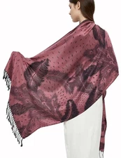 Pashmina Shawl Wrap with Ethnic Paisley Two Tone Jacquard Scarf for Women