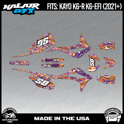 Graphics Kit for Kayo K6-R K6-EFI 250 (2021+) Snagged Series - PURPLE