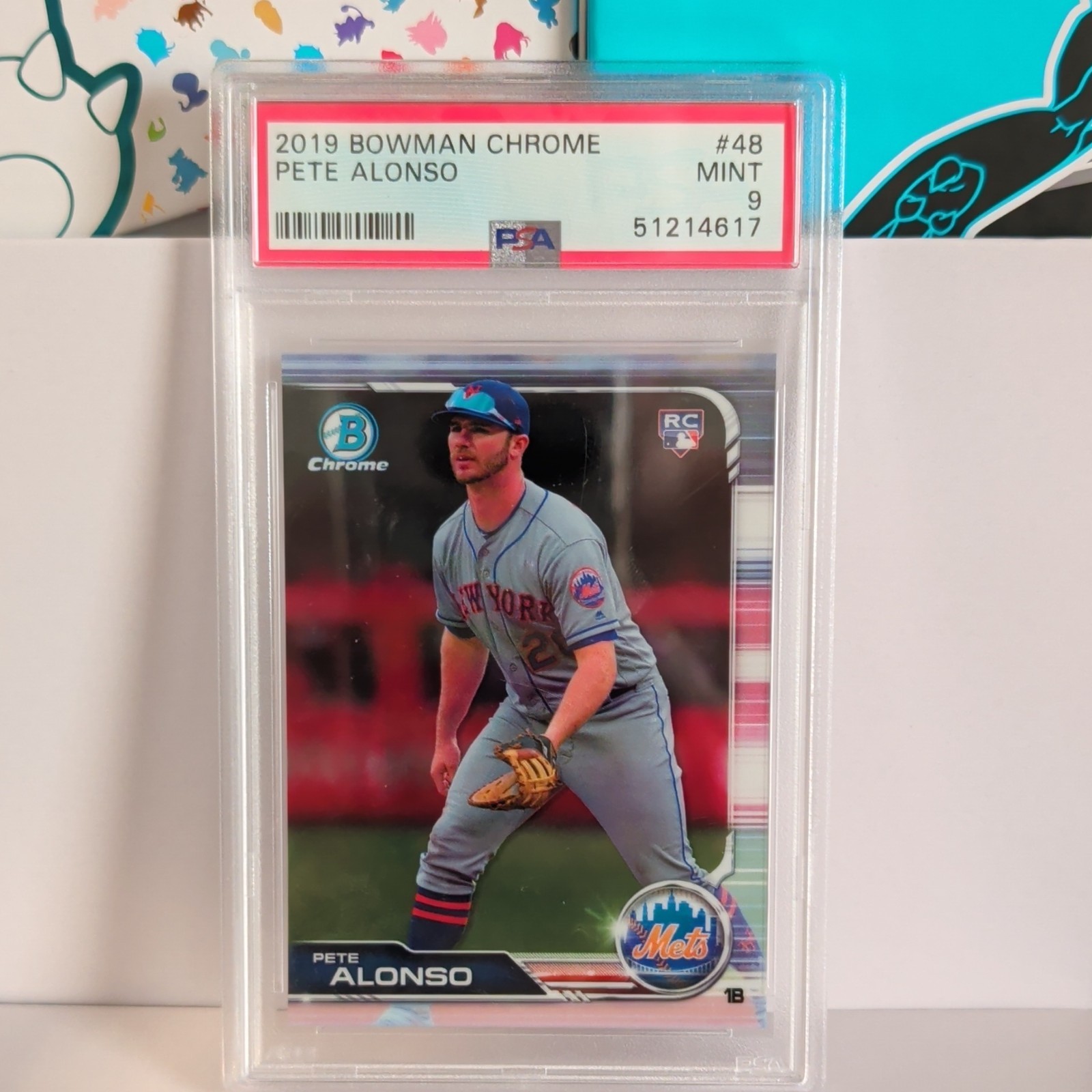 2019 Bowman Chrome Pete Alonso New York Mets RC #48 PSA 9 Base view 2