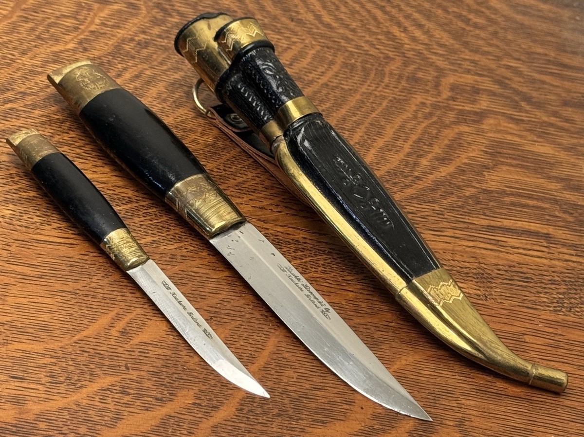 Vintage Iisakki Järvenpää Oy Finland Härmä Double Puukko Knife Set 