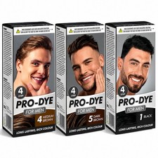 1-2pk Mens Hair and Beard Dye Permanent Colour Black Dark & Medium Brown Shades