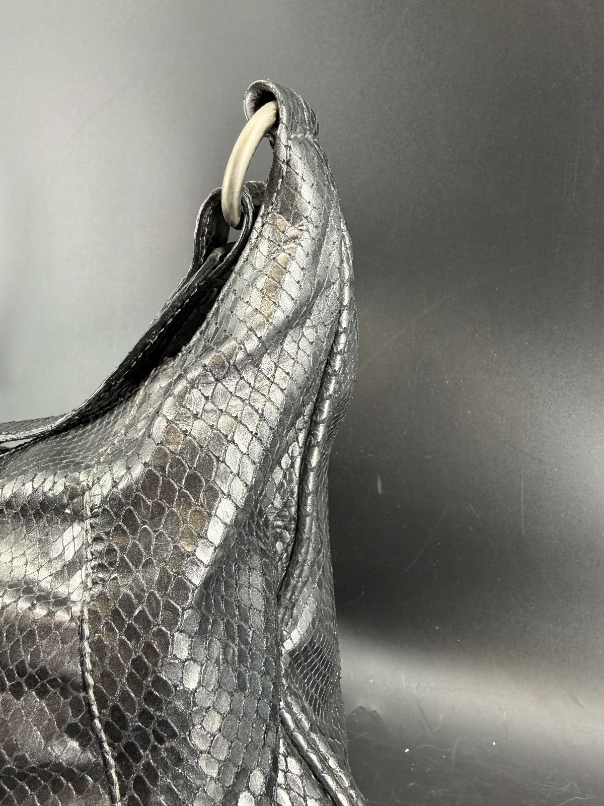 Authentic Burberry Gray Python Leather Hobo Tote … - image 5
