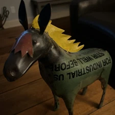 Reclaimed Spot Welded Scrap Metal Horse 11” tall 