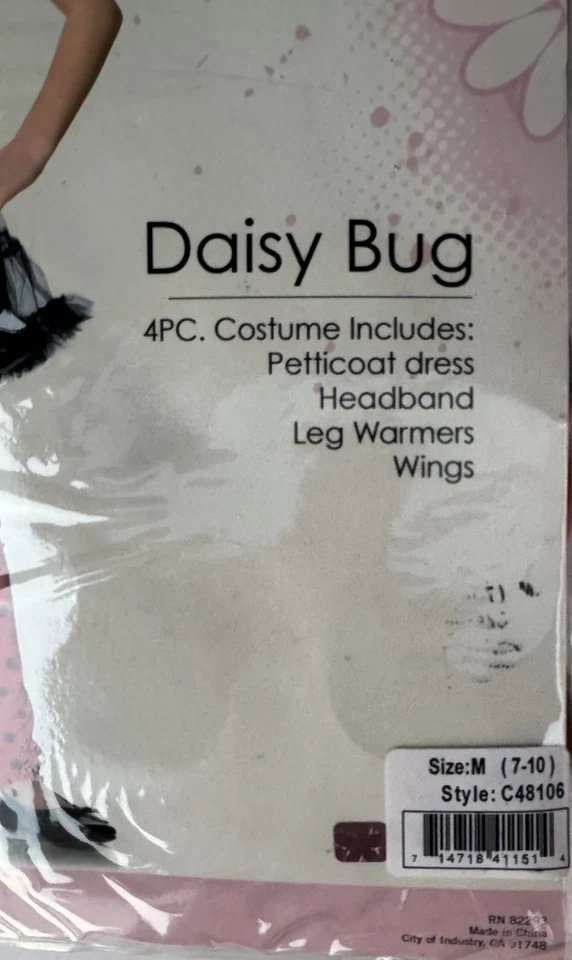 Niñas Dama Disfraz de Insecto CON Enagua Alas Diadema y Calentadores de Piernas L 10-12, NUEVO Foto 3 de 4