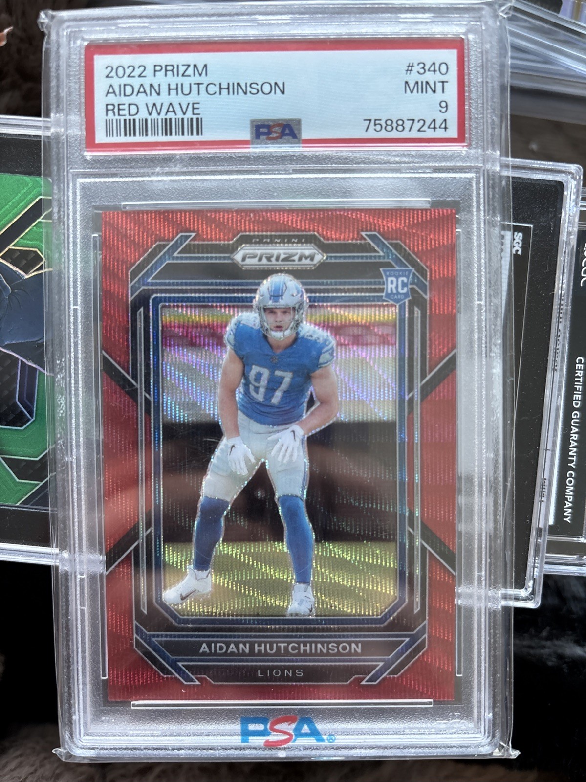 2022 Panini Prizm - Rookies Aidan Hutchinson #340 Red Wave Prizm /149 (RC)
