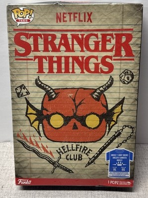 Funko Pop! Tees Boxed Stranger Things Shirt Raglan HELLFIRE CLUB Size XL 