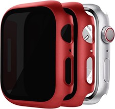 2 Pack Tempered Glass Privacy Screen Protector Case for Apple Watch 45mm Anti-Pe