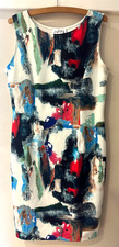 Joseph Ribkoff womens shift dress UK16 sleeveless stretch paint strokes abstract