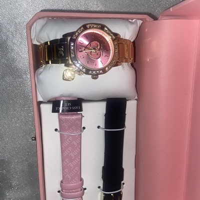 JUICY COUTURE WATCH GIFT SET JUICY COUTURE GOLD PINK WATCH 3 STRAP