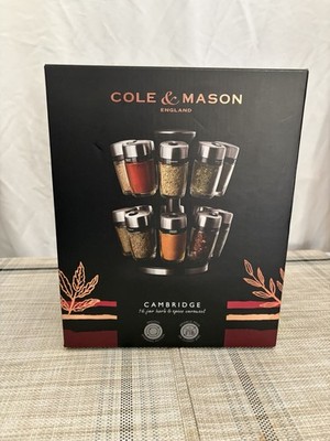 Cole & Mason Cambridge 16-Jar Herb & Spice Carousel   Stainless Steel Spice Rack
