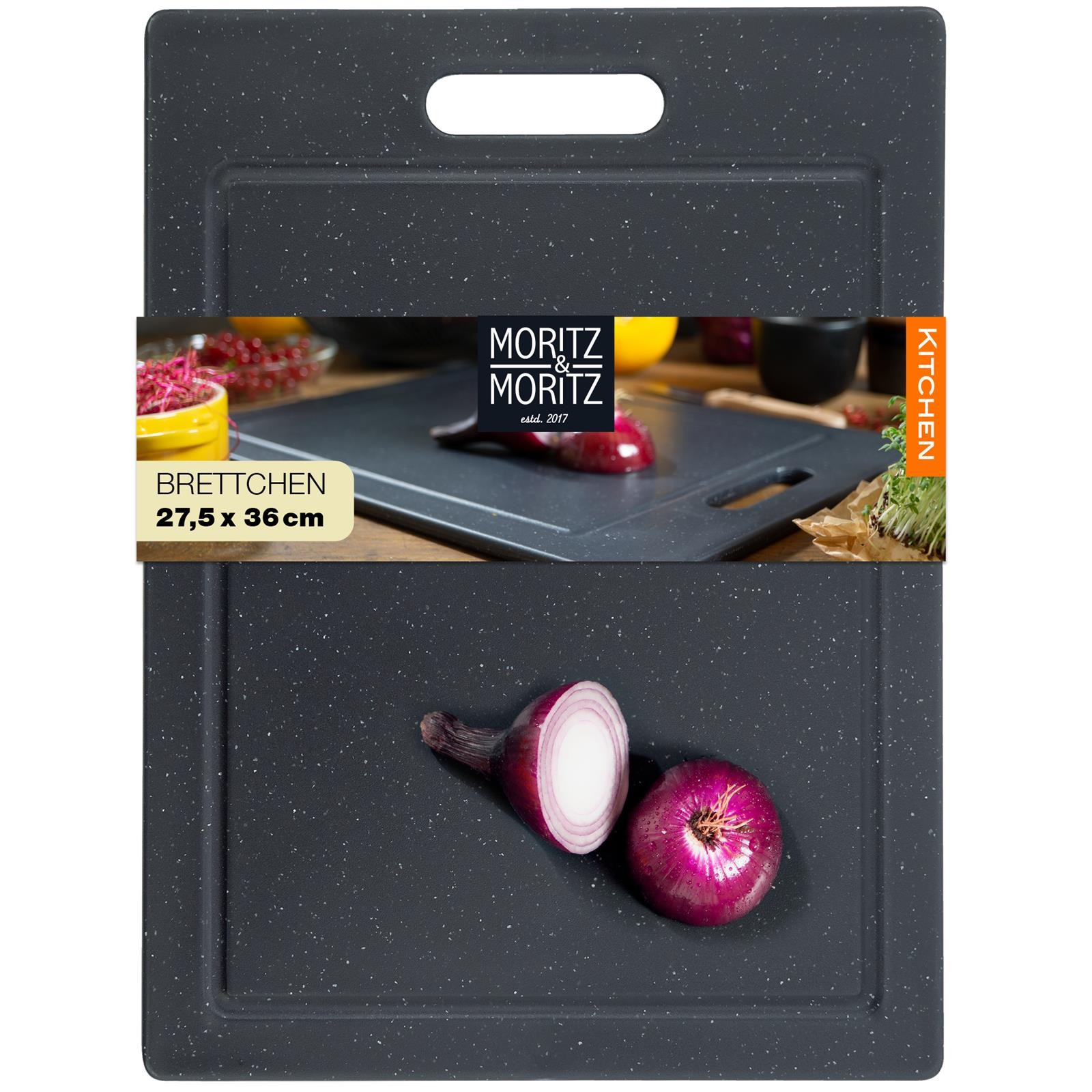 Schneidebrett mit Saftrille Granit schwarz Schneidbrett Küchenbrett 36 x 27,5 cm