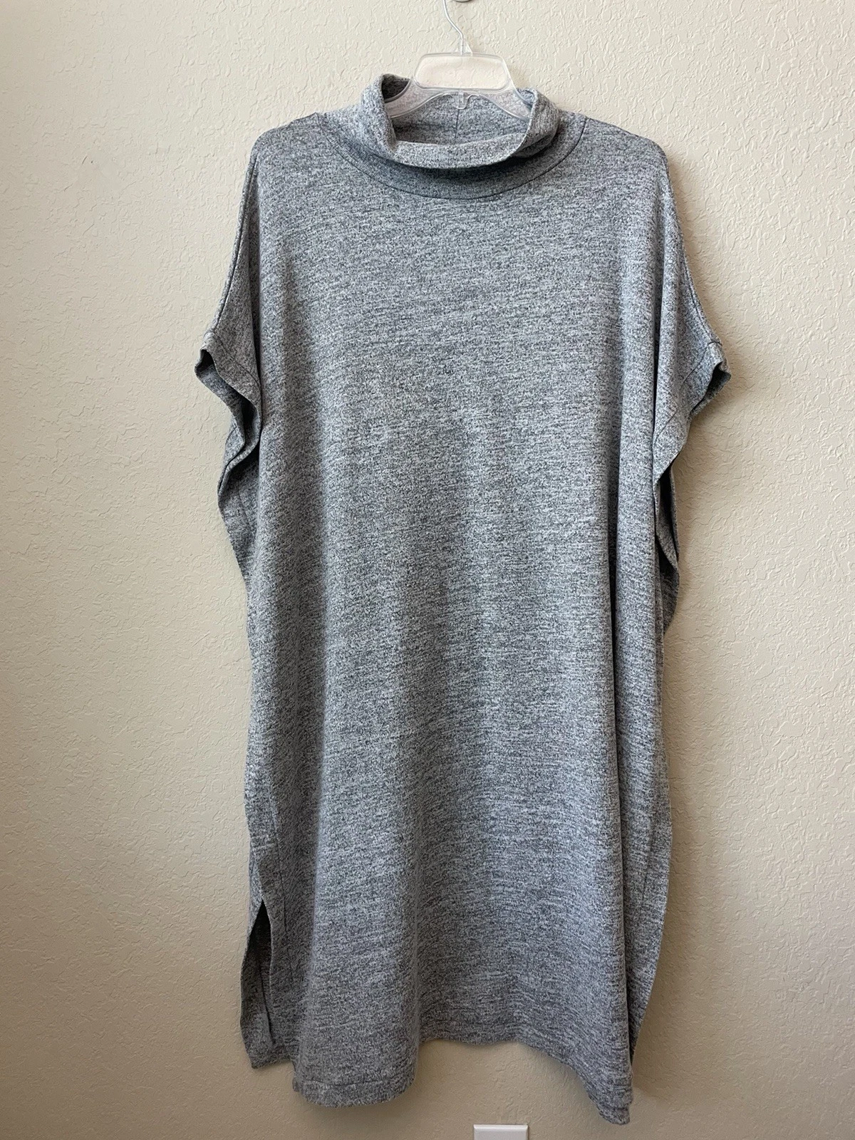 Free People All Day Cowl Neck Poncho Sweater Heather Gray Size OS One Size