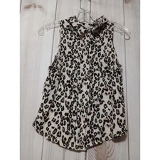 Moral Fiber Shirt Junior Large Sleeveless Button Front Cheetah