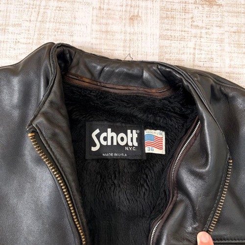 Schott AT101 Leather Trucker Jacket Size 36 USA Made … - Gem